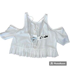 RP 4 LF $124 Peasant Festival Shirt Boho Gypsy Hippie Crop Top White NWTS A1